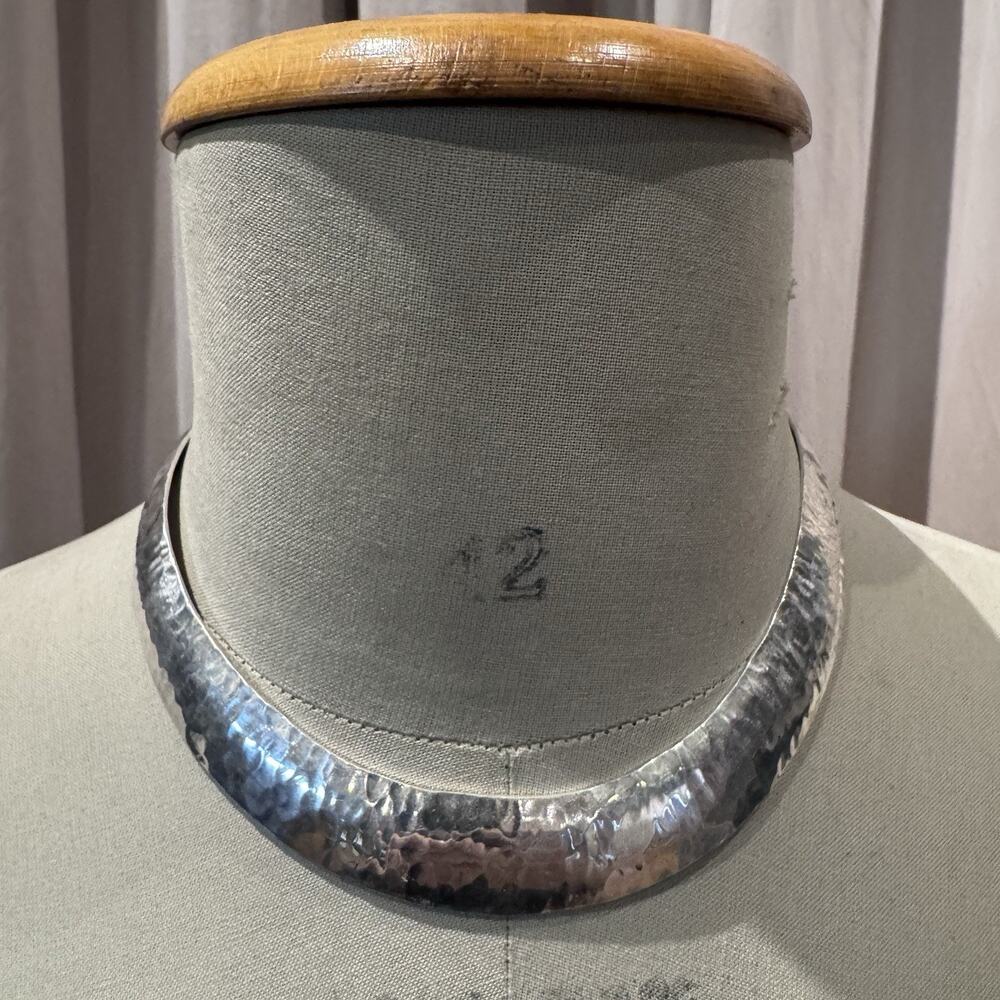 Vintage Mexico Sterling Hammered Modernist Collar Choker 50 Grams